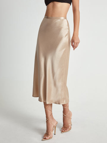 Satin Bias Cut Midi Skirt