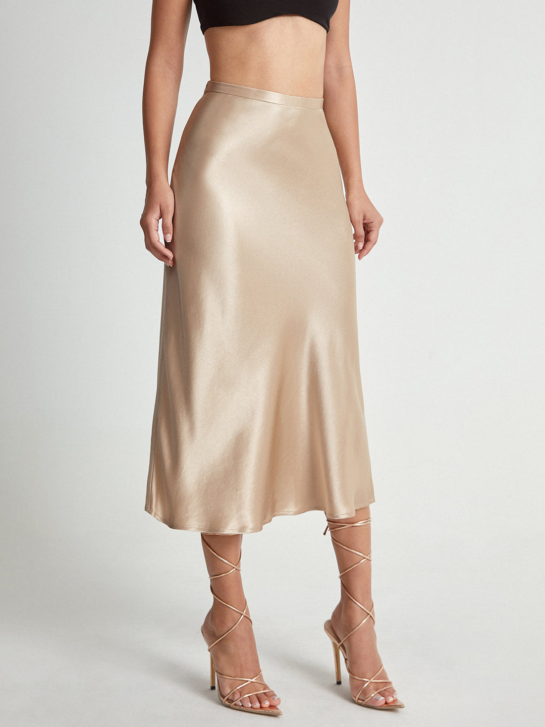 Satin Bias Cut Midi Skirt