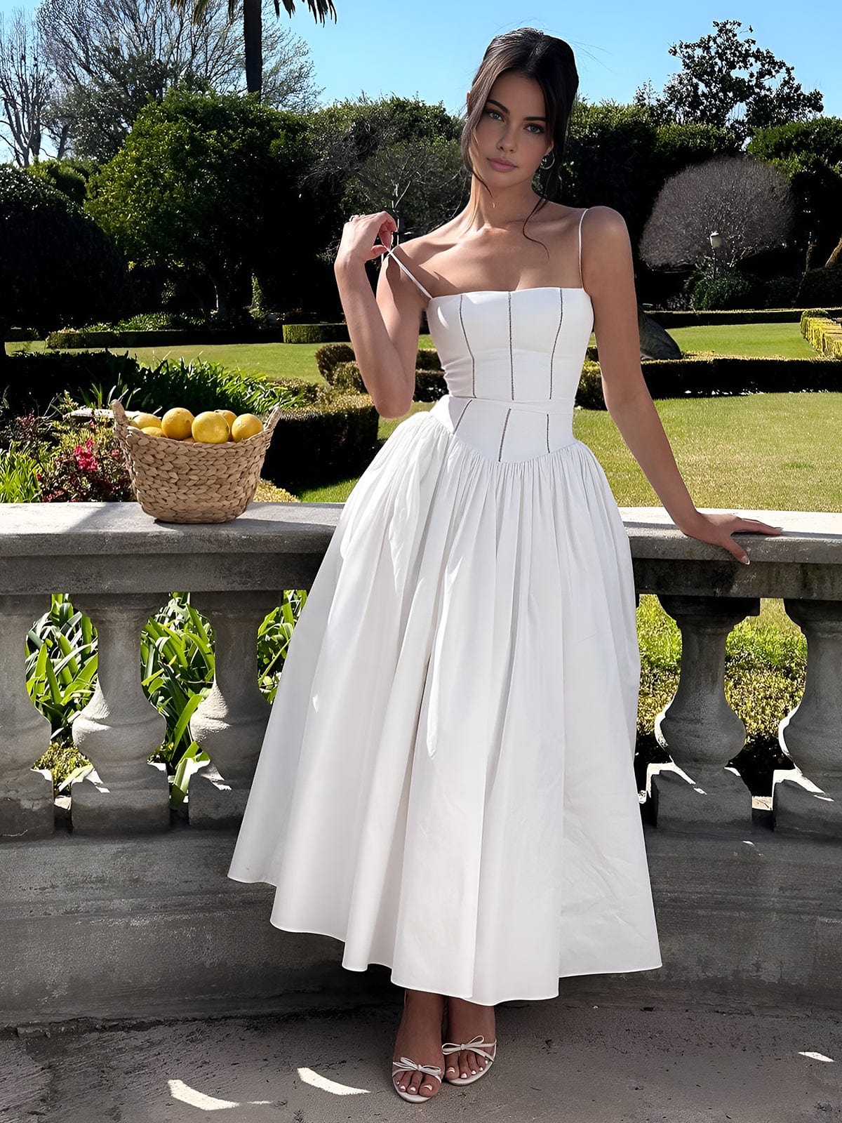 Light Satin Spaghetti Strap A-Line Dress