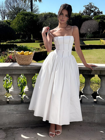 Light Satin Spaghetti Strap A-Line Dress