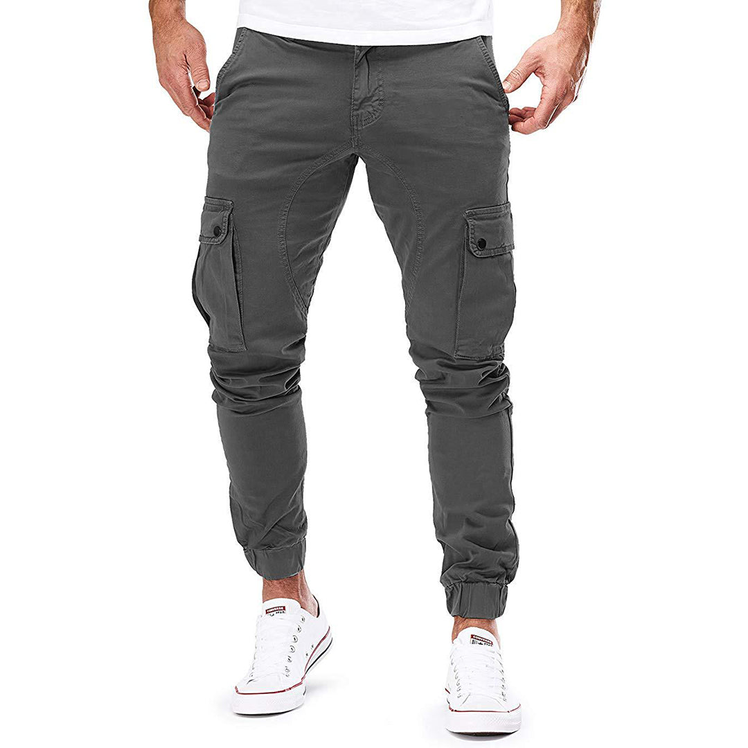 Slim Fit Cotton Blend Elastic Waist Cargo Pants