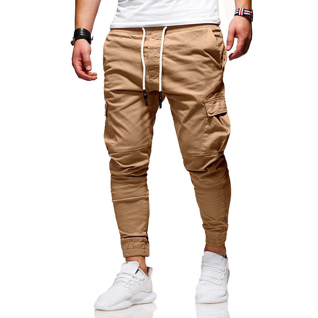 Slim Fit Cotton Blend Elastic Waist Cargo Pants