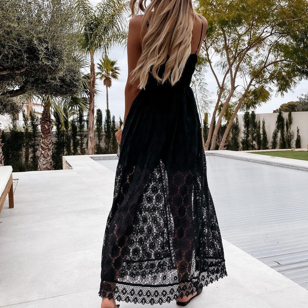 Lace Sleeveless Maxi Overlay Playsuit