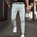 Men's Chinos – Slim Fit – Breathable Blend Quality – Full Length – Checkered Pattern