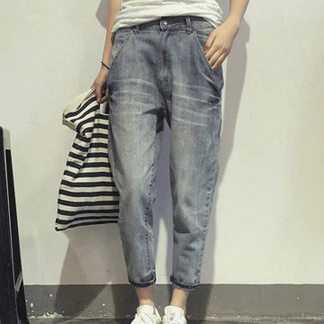 Dame Jeans - Afslappet Pasform - Cropped Boyfriend Stil - Mid Waist Komfort