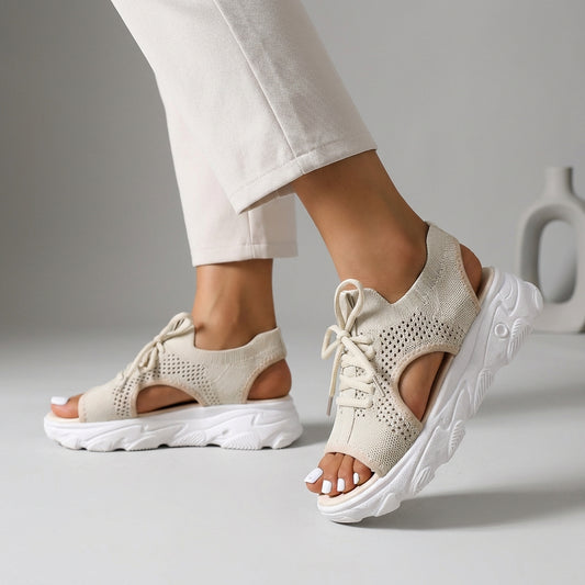 Women's Orthopedic Modern Knit Platform Sandals with Open-Toe Design