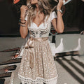 Women's Dirndl Dress - Traditional German Design - Corset Bodice with Lace - Incl. Apron