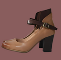 Women's Pumps – Block Heel – Closed Round Toe – Adjustable Strap – Leather Look – Elegant Design