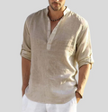 Men's Shirt – Relaxed Fit – Natural Fibers – Mandarin Collar – Long Sleeves