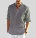 Men's Shirt – Relaxed Fit – Natural Fibers – Mandarin Collar – Long Sleeves