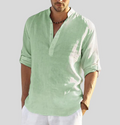Men's Shirt – Relaxed Fit – Natural Fibers – Mandarin Collar – Long Sleeves