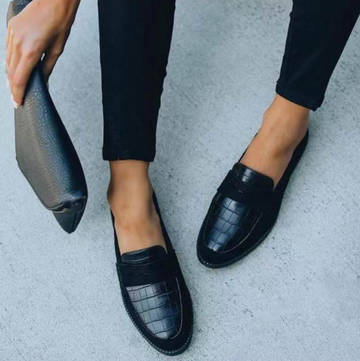 Dame Loafers - Læder med Krokodillemønster - Komfortabel Slip-on - Elegant Design