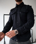 Men's Shirt Jacket – Cotton – Button Closure – Chest Pockets – Long-Sleeved Casual Look