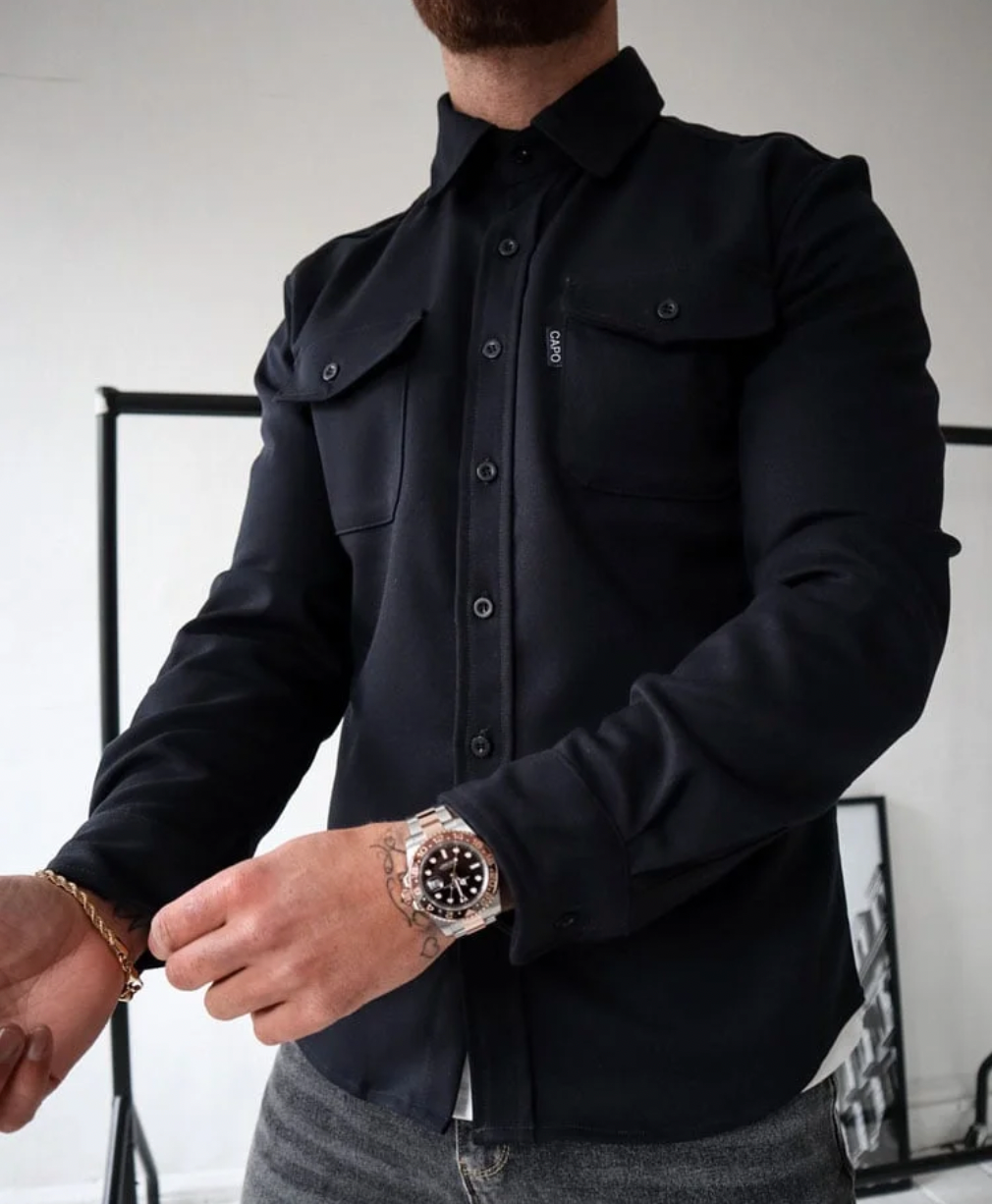 Men's Shirt Jacket – Cotton – Button Closure – Chest Pockets – Long-Sleeved Casual Look
