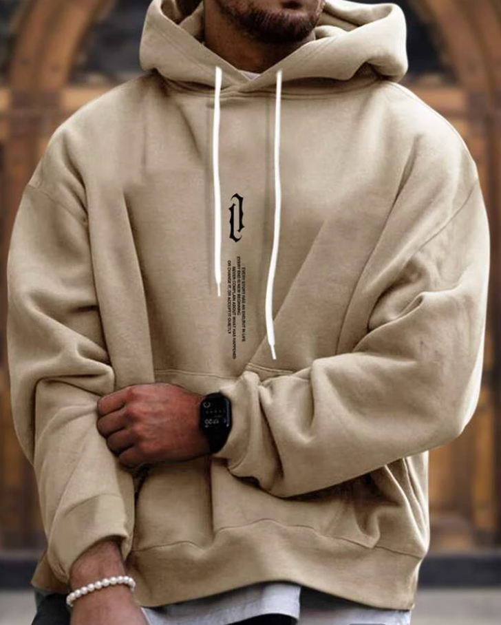 Oversized Ribbed Cuff Kangaroo Pocket Hoodie