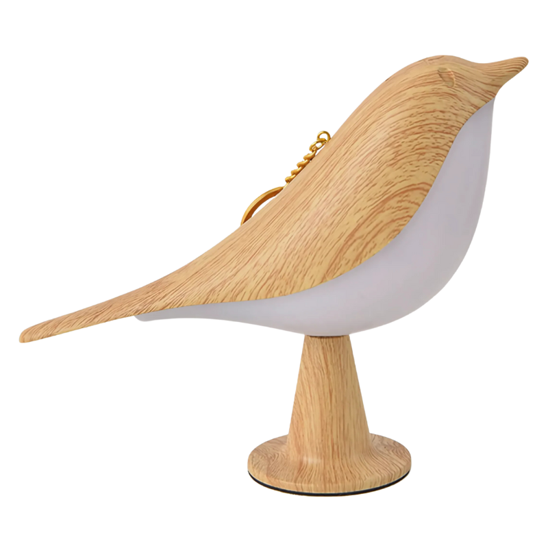Minimalist Wood-Effect Bird Table Lamp