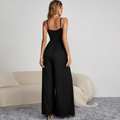 Women's Jumpsuit – Sleeveless – V-Neck with Buttons – Tailored Fit – Wide-Leg Design