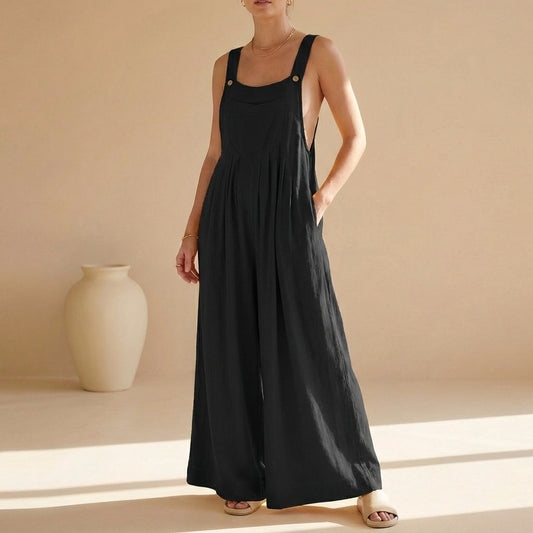 Wide-Leg Jumpsuit with Adjustable Straps for Summer