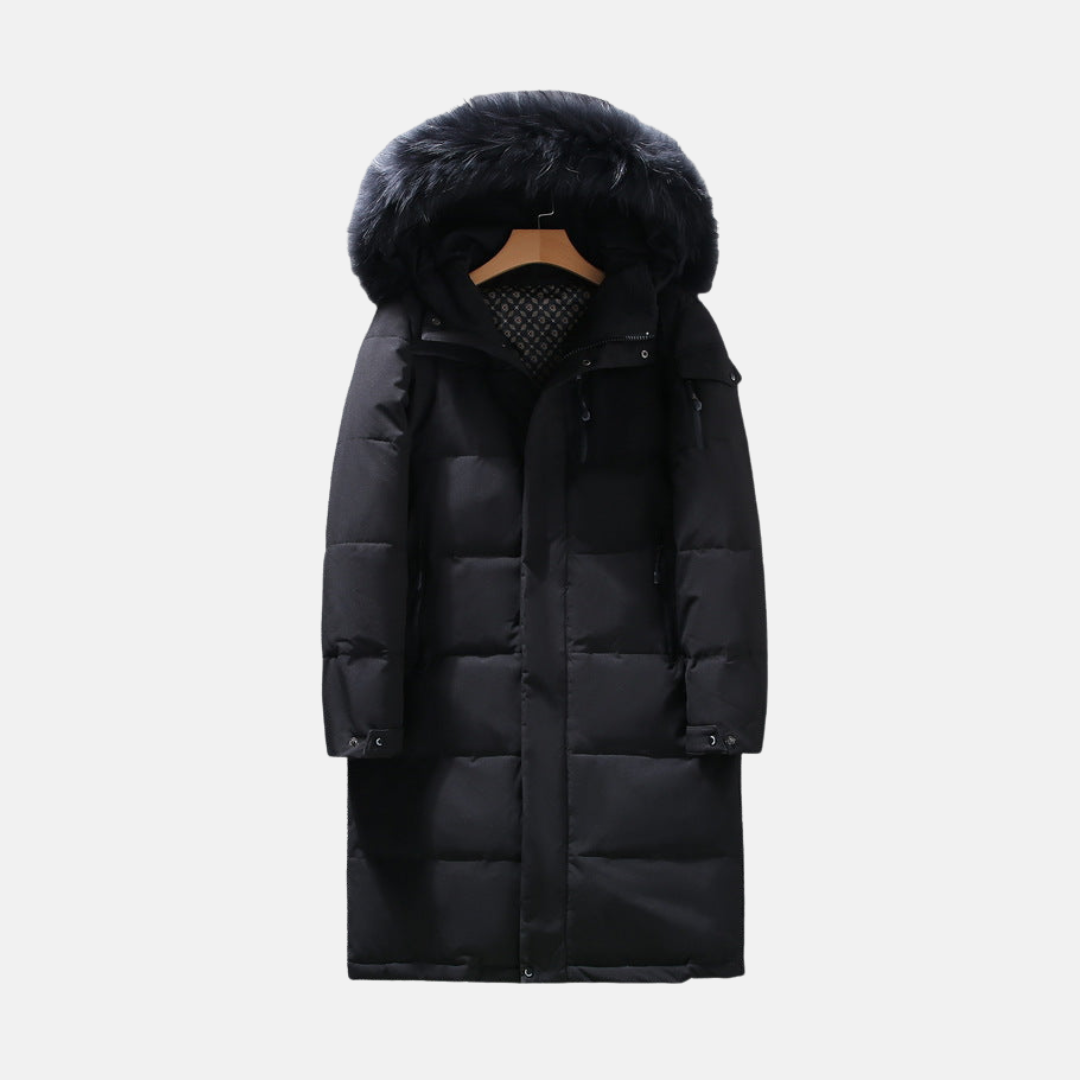 Smooth Matte Longline Hooded Faux Fur Puffer Coat