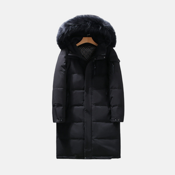 Smooth Matte Longline Hooded Faux Fur Puffer Coat