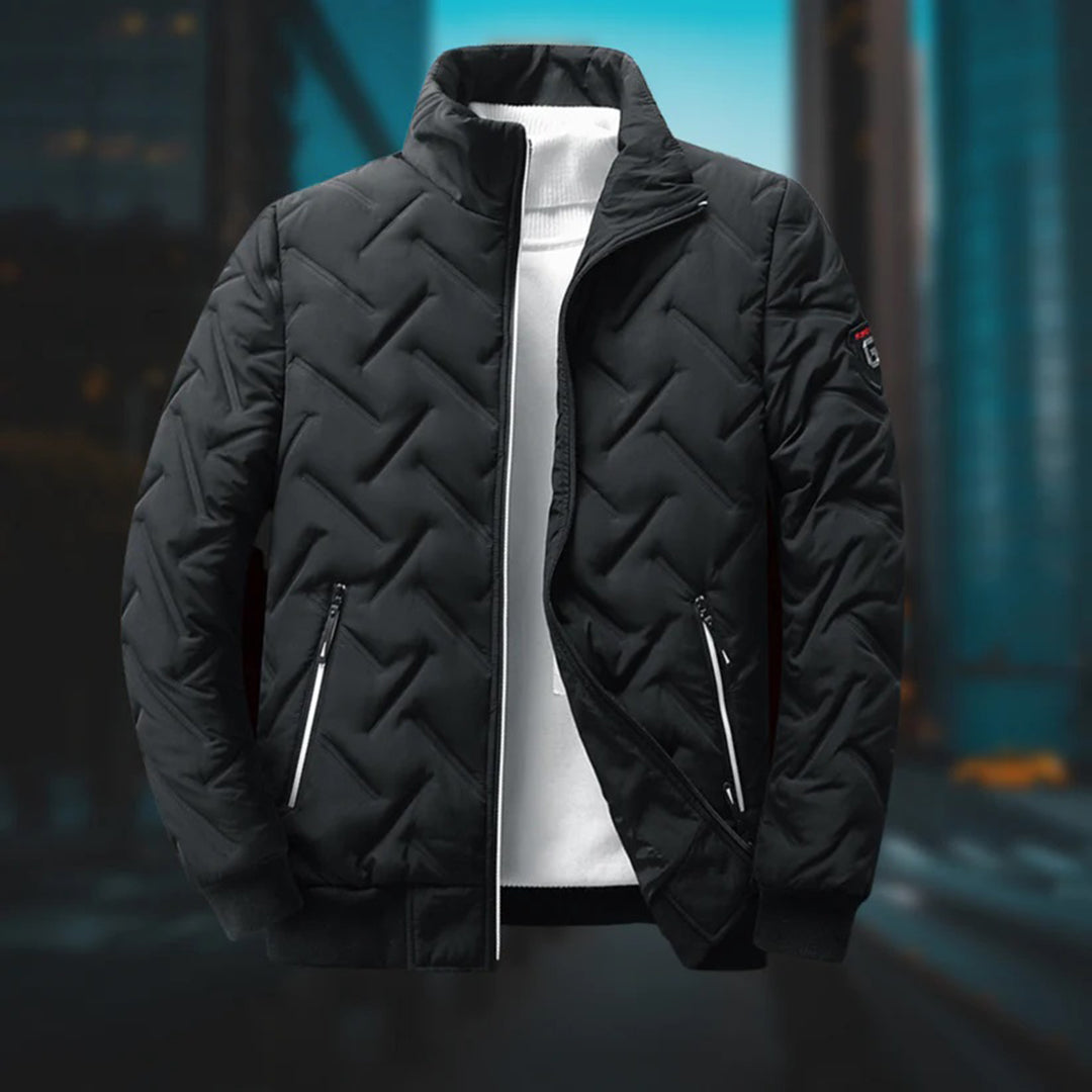 Insulated Chevron Quilted High Collar Jacket
