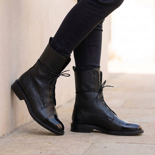 Sapphira Luxe Lace-Up Ankle Boots with Wrap-Around Detailing
