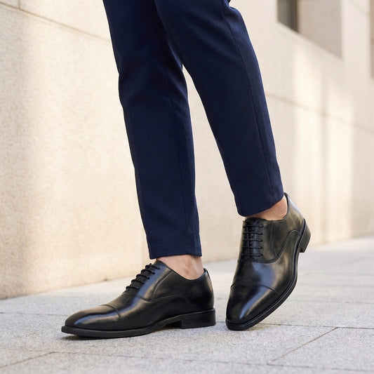 Tailored Cap-Toe Oxford Shoes with Polished Finish