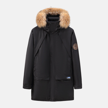 Smooth Woven Detachable Faux Fur Mid-Thigh Parka