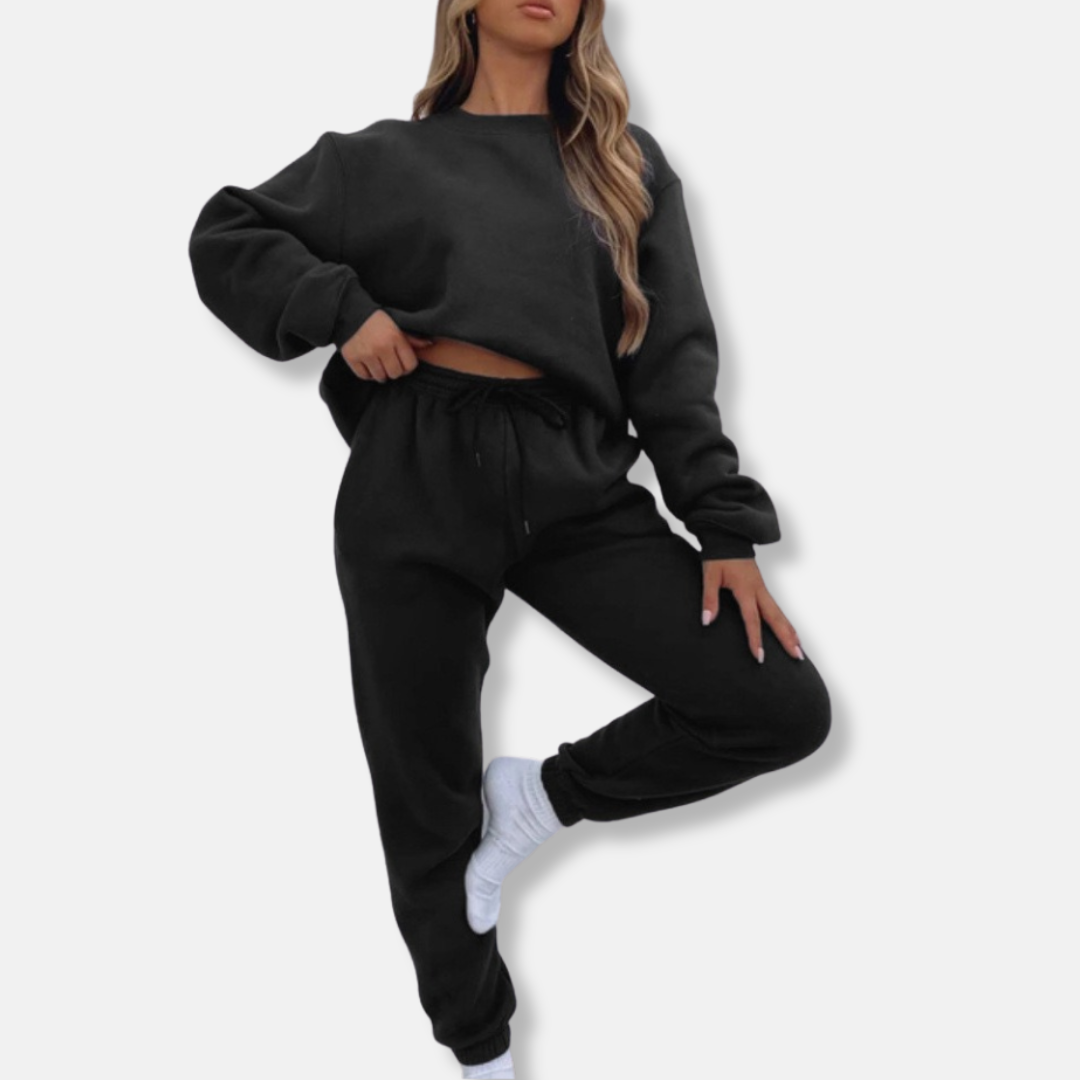 Relaxed Fit Cotton Blend Drawstring Two-Piece Set