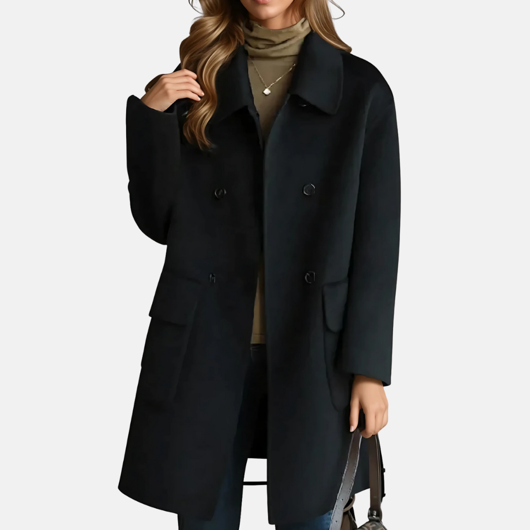 Wool Double-Breasted Mid-Thigh Coat