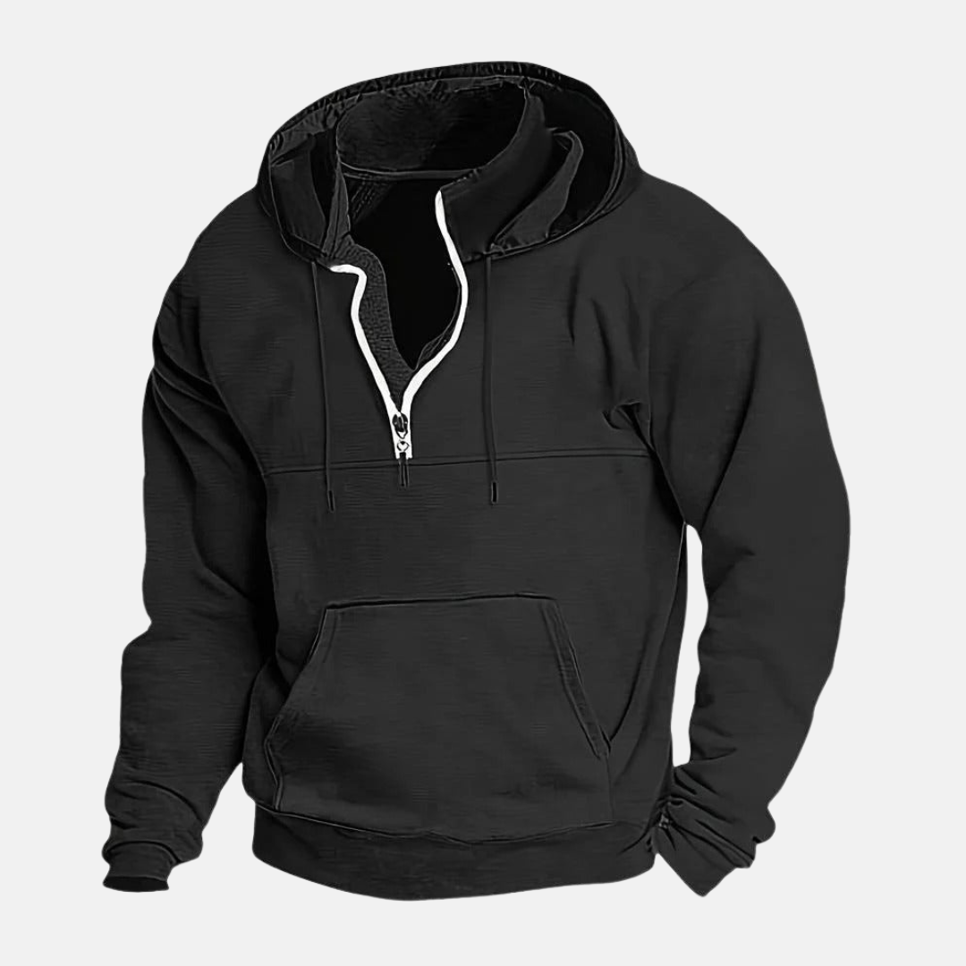 Cotton Blend Quarter-Zip Hoodie