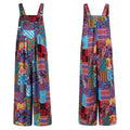 Women's Jumpsuit - Loose Fit - Patchwork Pattern - Long Legs - With Side Pockets