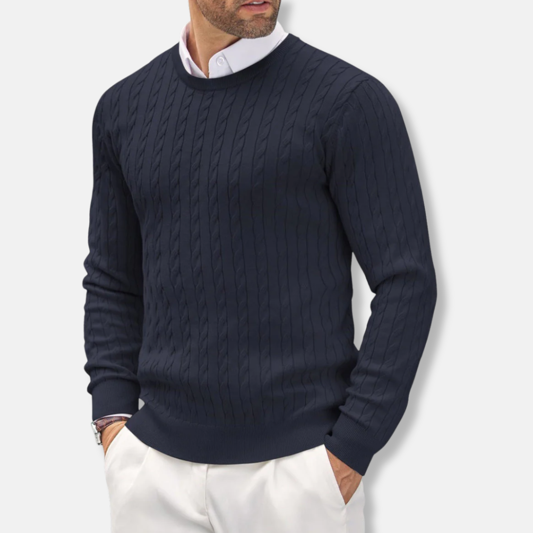 Cable Detail Slim Fit Knit Pullover Sweater