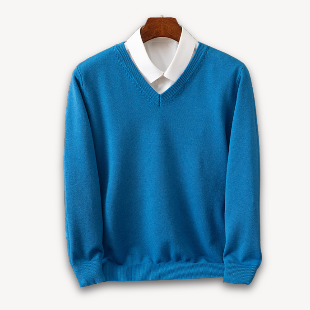 Men's V-neck Sweater – Slim Fit – Soft Knit Quality – Ribbed Edges – Versatile Style