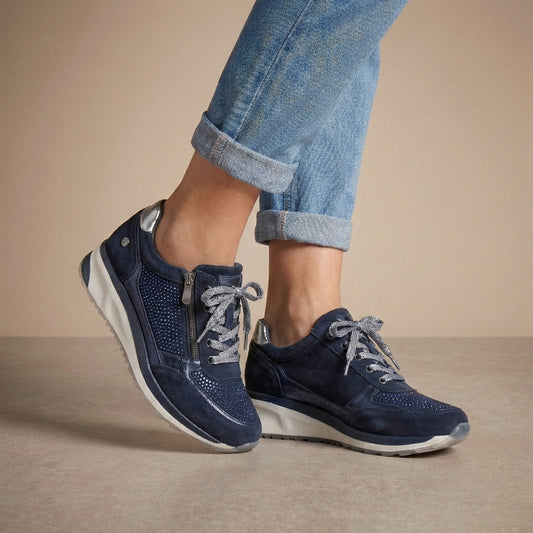Naomi Orthopedic Wedge Sneakers | Lace-Up Glitter Sneakers