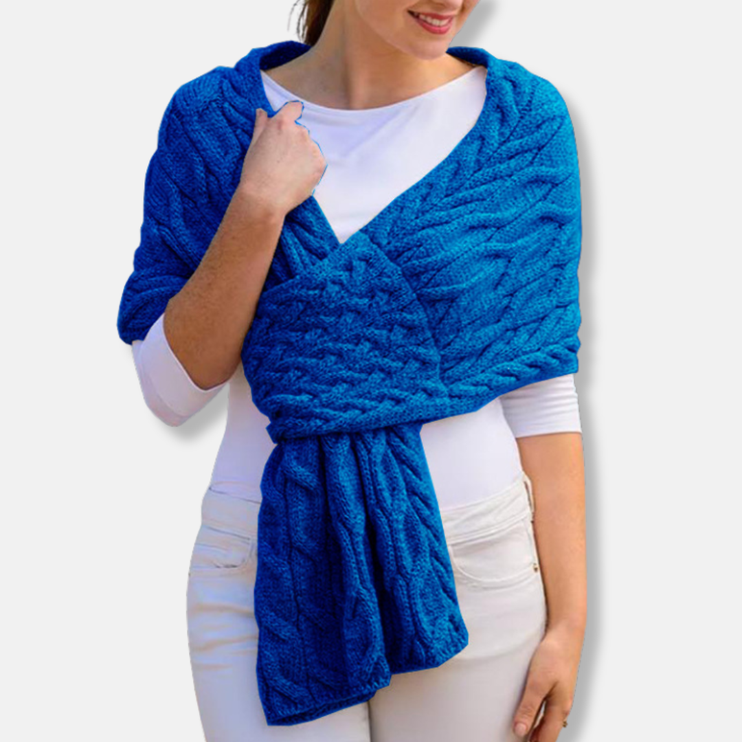 Long Wool Cable Knit Shawl Scarf