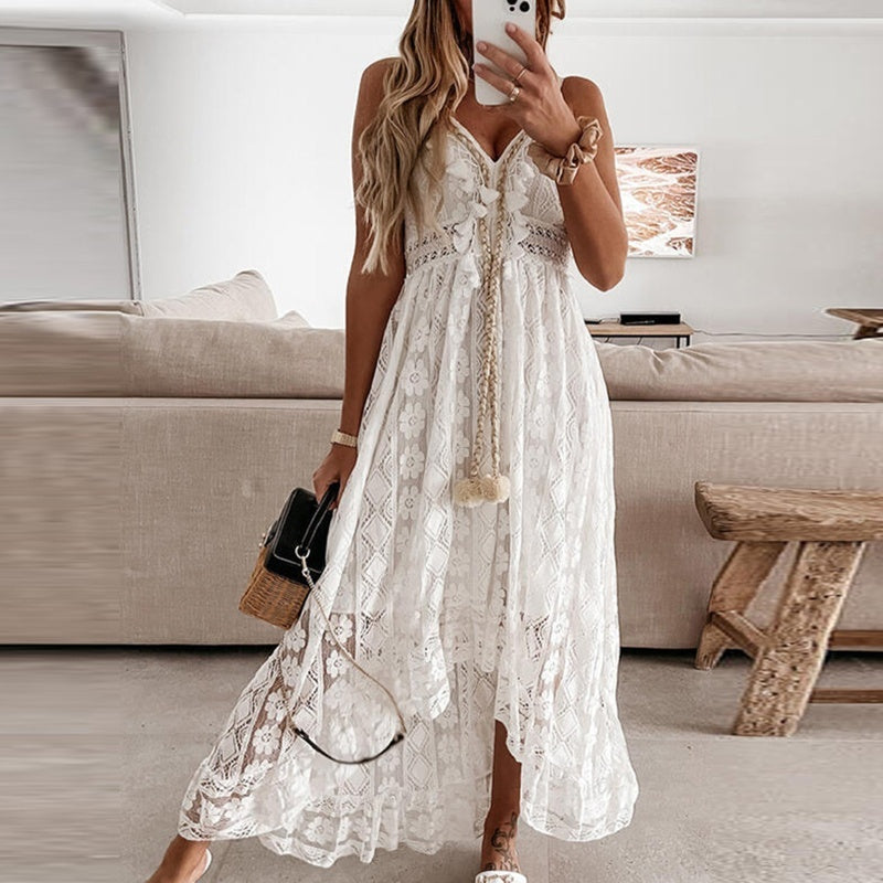 Lace Embroidered Boho Maxi Dress