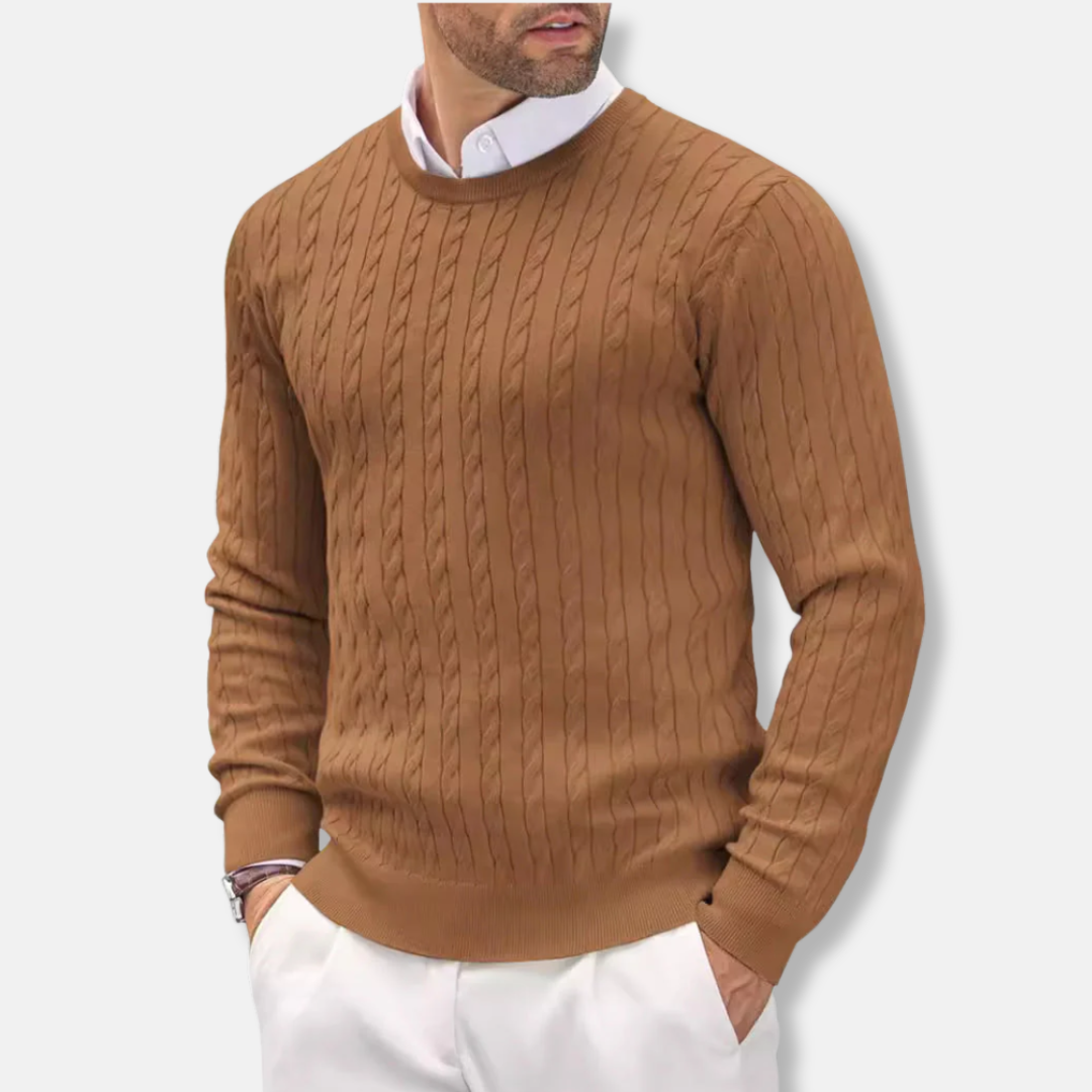 Cable Detail Slim Fit Knit Pullover Sweater