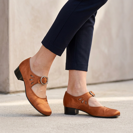 Elara Buckle Strap Mary Jane Heels | Vintage-Inspired Cutout Pumps