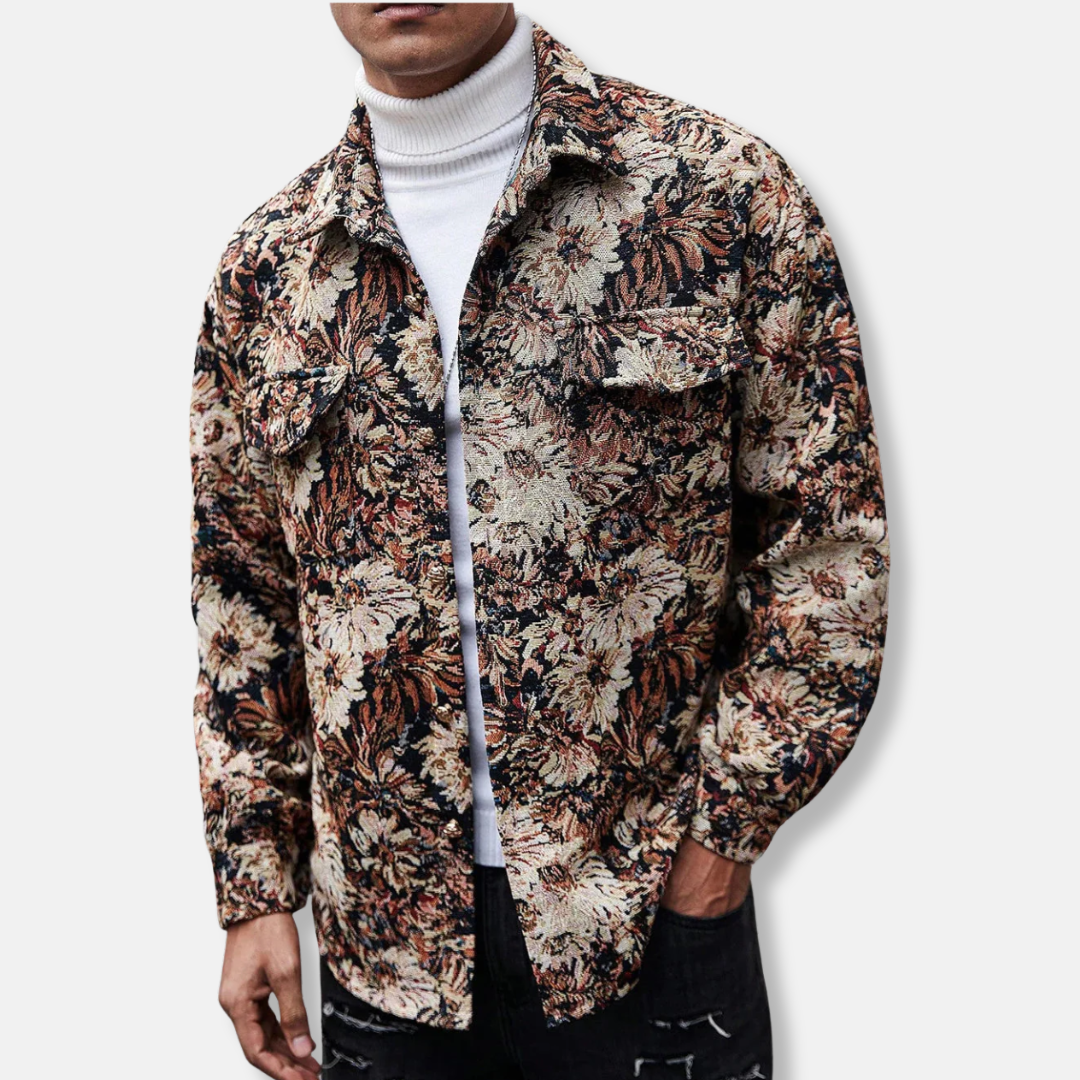 Relaxed Floral Jacquard Utility Jacket