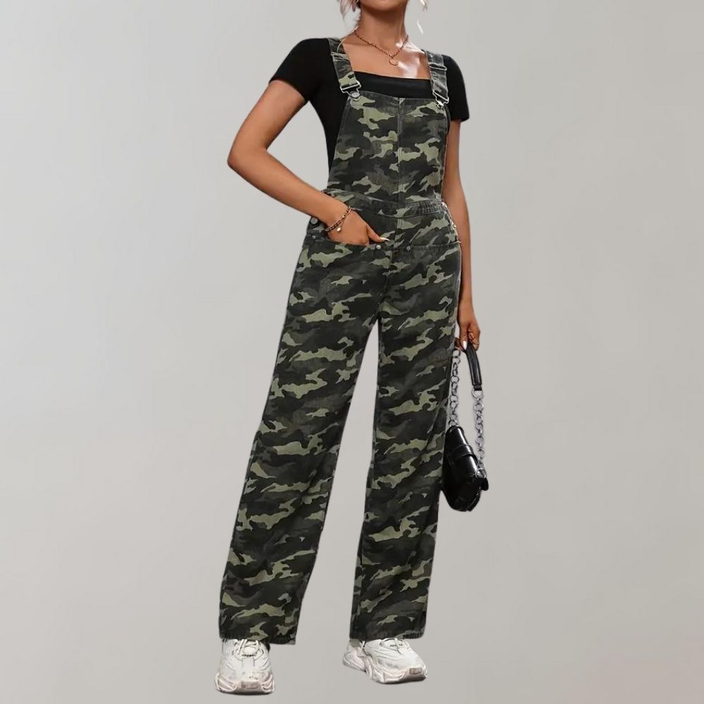 Camouflage Print Adjustable Relaxed Overall