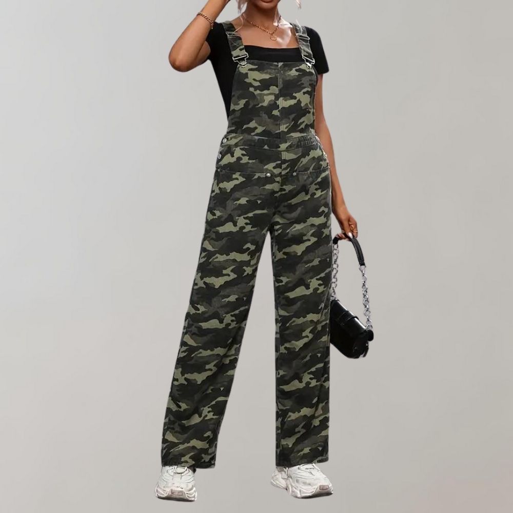 Camouflage Print Adjustable Relaxed Overall