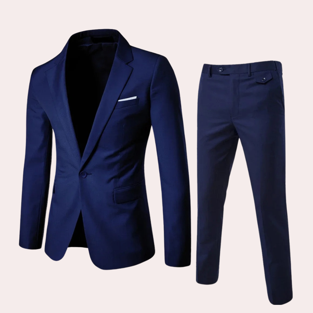 Herre Jakkesæt - Slim Fit - Enkelt Knaplukning - Klassisk Notch Revers - Tilstået Look