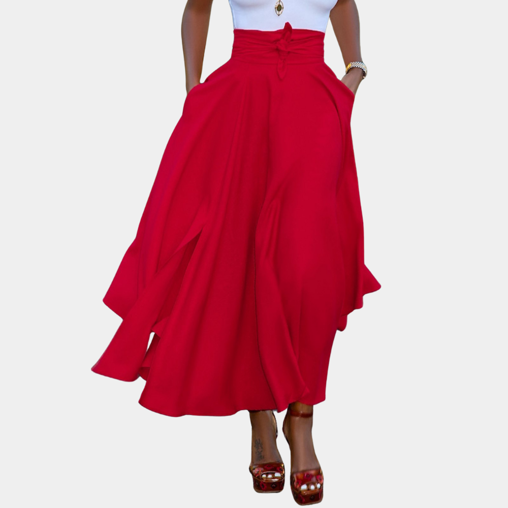 Airy Tie Belt High Waist Maxi Skirt