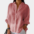 Women's Shirt - Lightweight Fabric - Oversized Fit - Long Sleeves - Button Closure