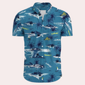 Men's Shirt - Short Sleeves - Tropical Floral Print - Relaxed Fit - Lightweight and Breathable