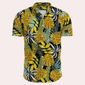 Men's Shirt - Short Sleeves - Tropical Floral Print - Relaxed Fit - Lightweight and Breathable