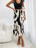 Women's Midi Skirt - High Waist - Pleated A-line Design - Elegant and Modern
