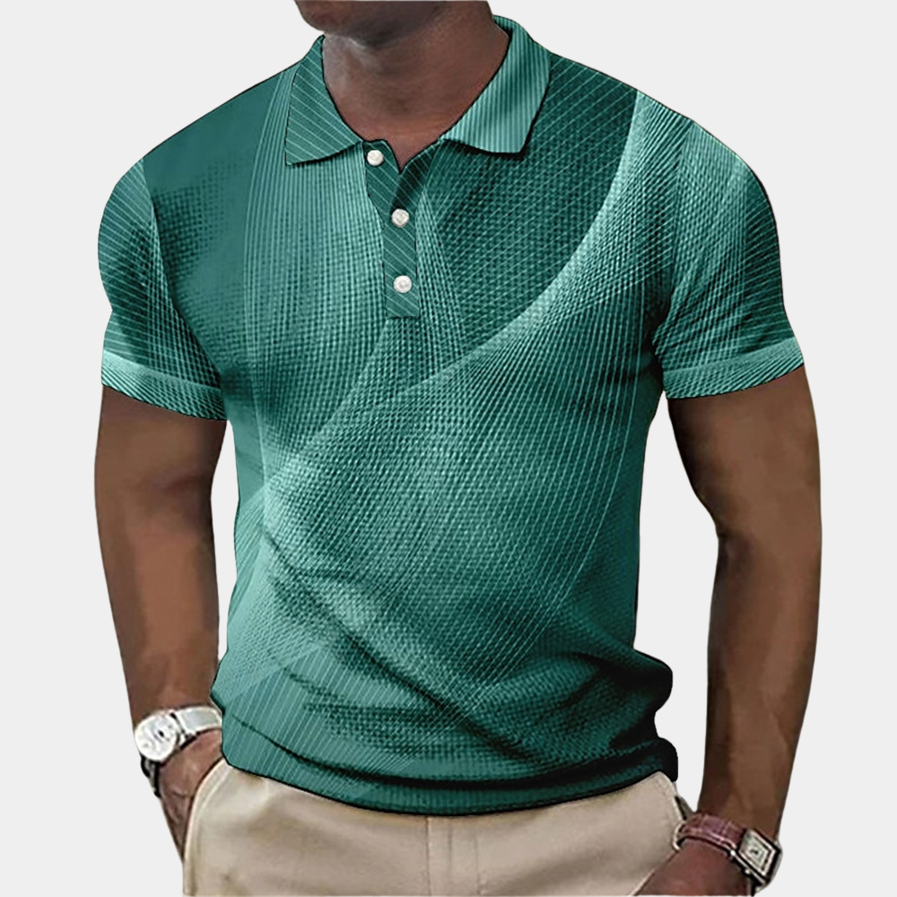 Herre Poloshirt - Moderne Mønster - Ribbet Krave - Knaplukning - Korte Ærmer