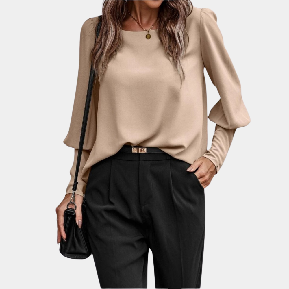Dame Bluse – Lange Ærmer – Rund Hals – Elegant og Komfortabel